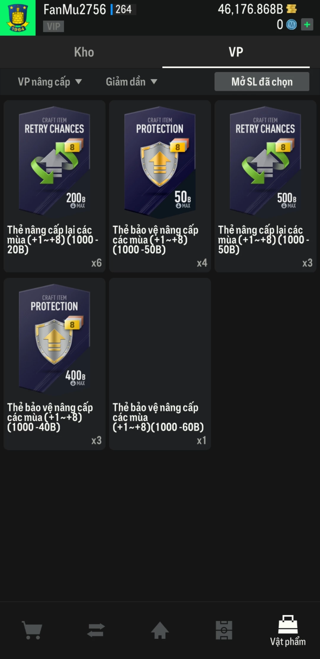 Ảnh ACC mở thẻ (LOẠI SVIP PROMAX) bao gồm có thẻ +12, thẻ Prime (có QH, CP, XS) và 1500+ đến 2000+ thẻ cầu thủ từ Siêu sao đến Miền núi các loại khác. Có sẵn BP trắng trong acc từ 40.000 tỷ BP đến 46.000 tỷ BP kèm theo nhiều ngày SVIP